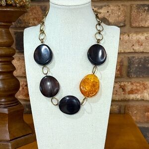 Vintage Faux Amber and Wood Disc necklace